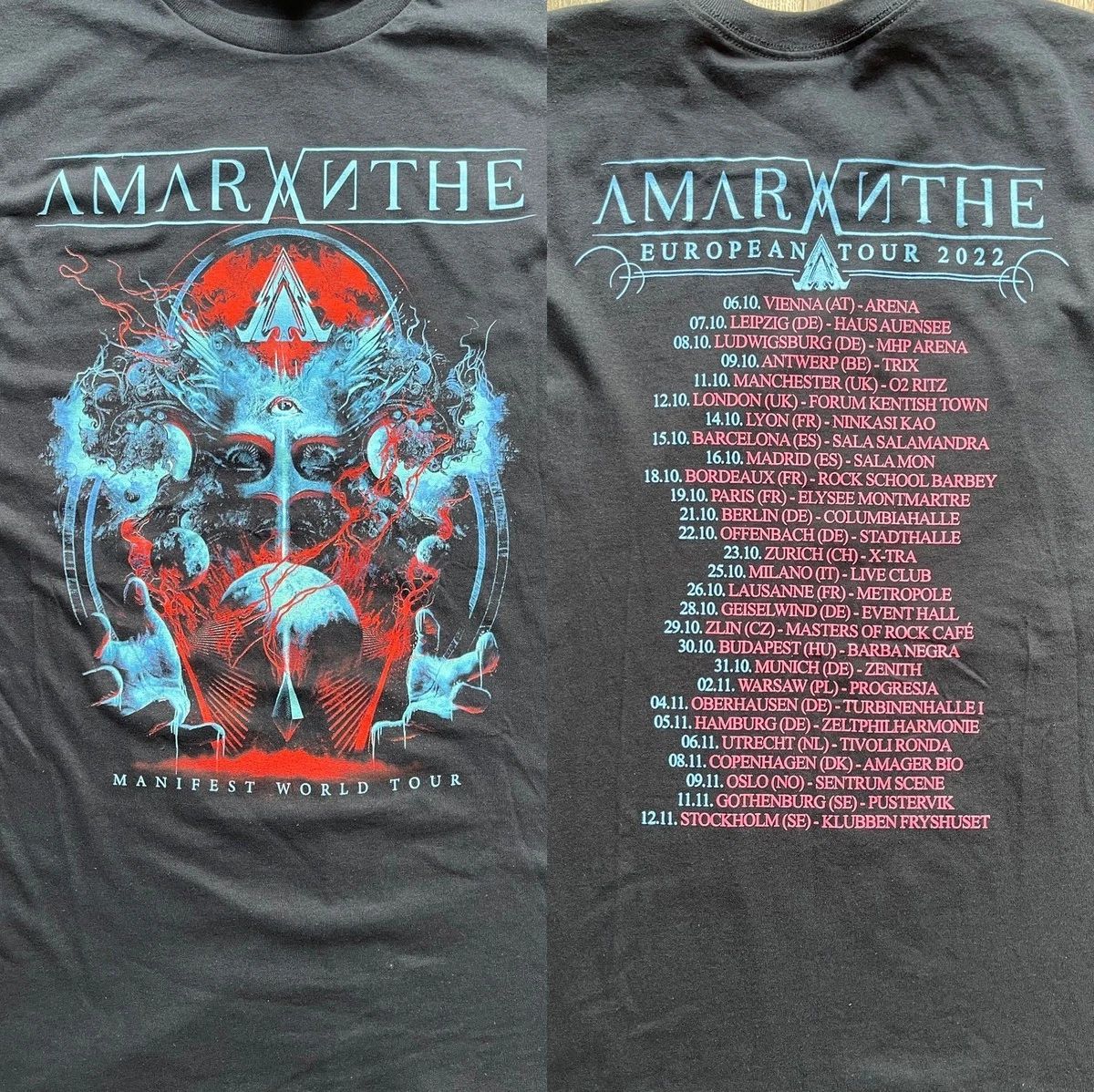 2 sides 2022 Concert Amaranthe Band Shirt Classic Black Unisex S-5XL 1S0300 Unisex T-shirt, Sweatshirt, Hoodie, Long Sleeve Tee - T-Shirt, Sweatshirt, Hoodie