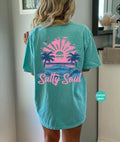 Salty Soul Summer Comfort Colors  Shirt   Summer Vacation Tee Tshirt   Retro Unisex T-shirt, Sweatshirt, Hoodie, Long Sleeve Tee - T-Shirt, Sweatshirt, Hoodie