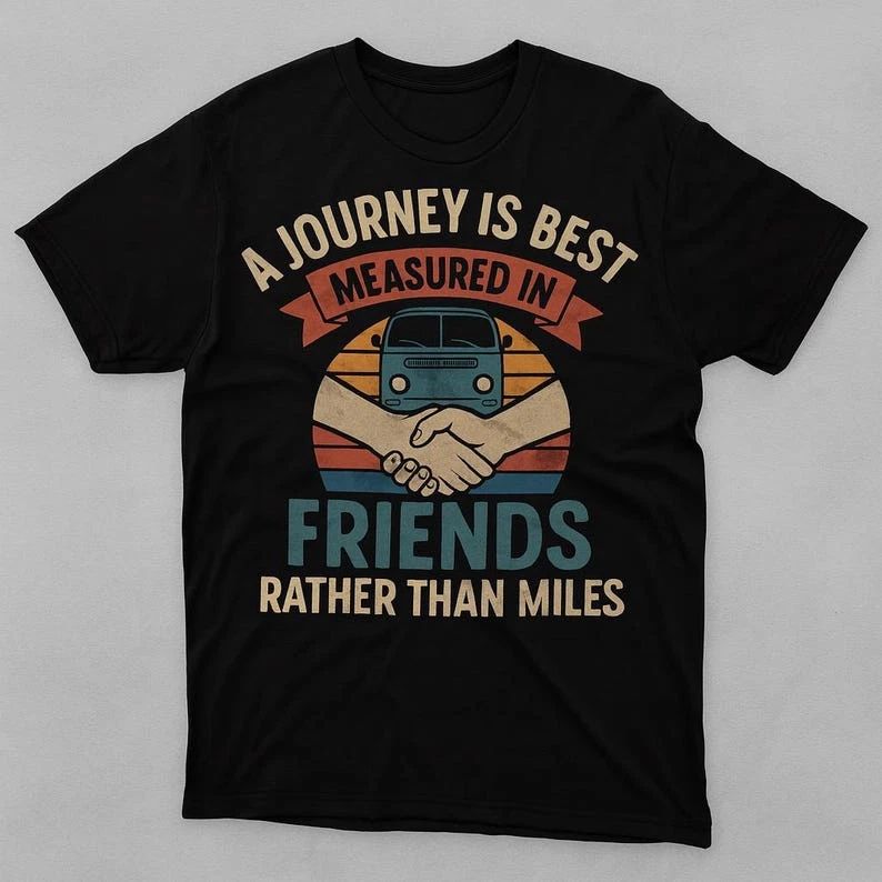 Retro Travel Friendship Black T-shirt Unisex T-shirt, Sweatshirt, Hoodie, Long Sleeve Tee - T-Shirt, Sweatshirt, Hoodie