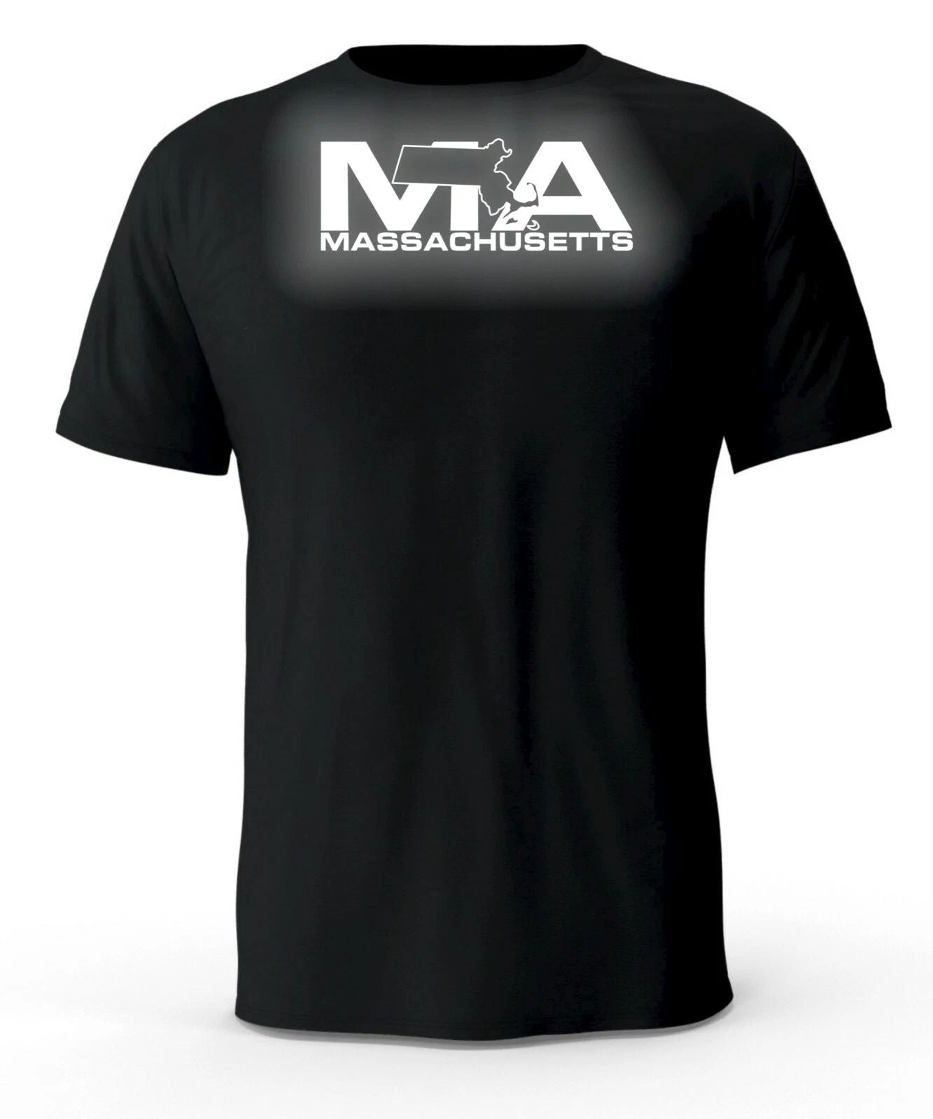 Massachusetts MA State Reflective Logo Black T-Shirt Unisex T-shirt, Sweatshirt, Hoodie, Long Sleeve Tee - T-Shirt, Sweatshirt, Hoodie