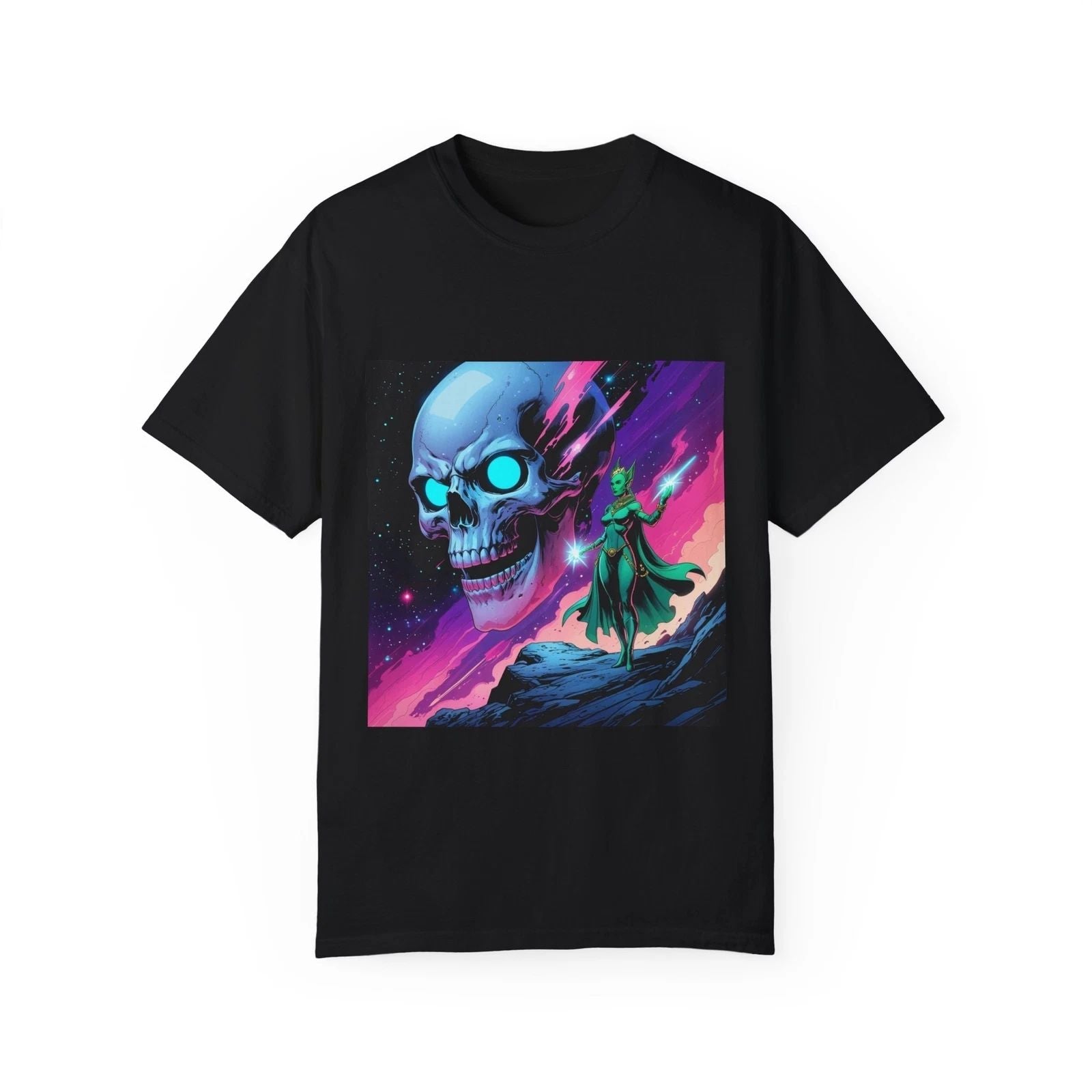 GALACTIC REQUIEM Cosmic Skull Graphic Tee, Unisex T-shirt for Sci-Fi Lovers Unisex T-shirt, Sweatshirt, Hoodie, Long Sleeve Tee - T-Shirt, Sweatshirt, Hoodie