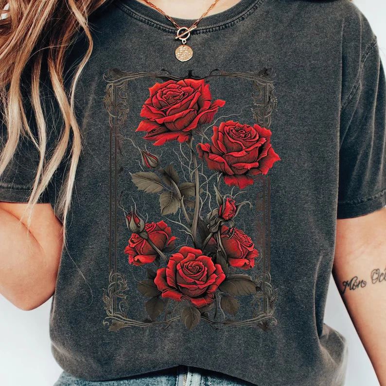 Vintage Roses Retro Graphic Comfort Tee Shirt Aesthetic Floral Gift Unisex T-shirt, Sweatshirt, Hoodie, Long Sleeve Tee - T-Shirt, Sweatshirt, Hoodie