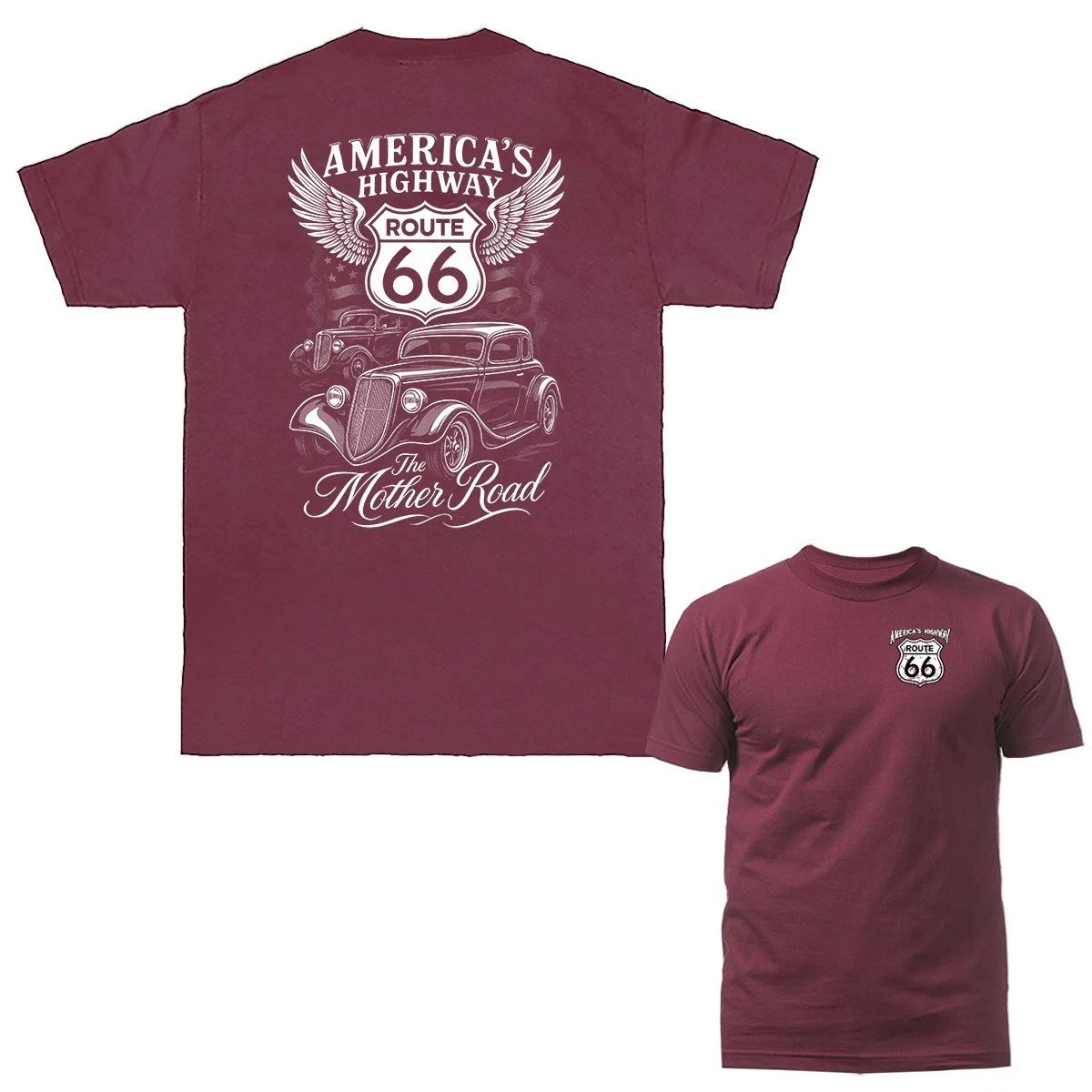The Mother Road America's Highway Route 66 Hot Rod T-shirt Unisex T-shirt, Sweatshirt, Hoodie, Long Sleeve Tee - T-Shirt, Sweatshirt, Hoodie