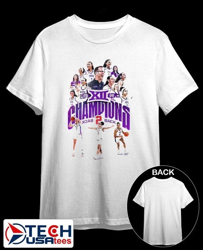 TCU Horned Frogs Big 12 Conference 2026 Back 2 Back Champs shirt Unisex T-shirt, Sweatshirt, Hoodie, Long Sleeve Tee - T-Shirt, Sweatshirt, Hoodie