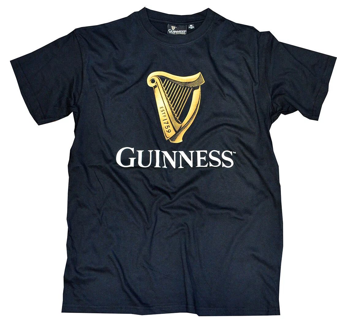 Traditional Craft Guinness Men's Black Cotton T-Shirt, Irish Gold Harp Design Unisex T-shirt, Sweatshirt, Hoodie, Long Sleeve Tee - T-Shirt, Sweatshirt, Hoodie