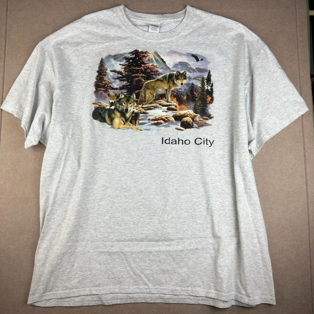 Y2K Idaho City Wolves Shirt Mens 3XL Gray Wildlife Nature Tee Howard Robinson Unisex T-shirt, Sweatshirt, Hoodie, Long Sleeve Tee - T-Shirt, Sweatshirt, Hoodie
