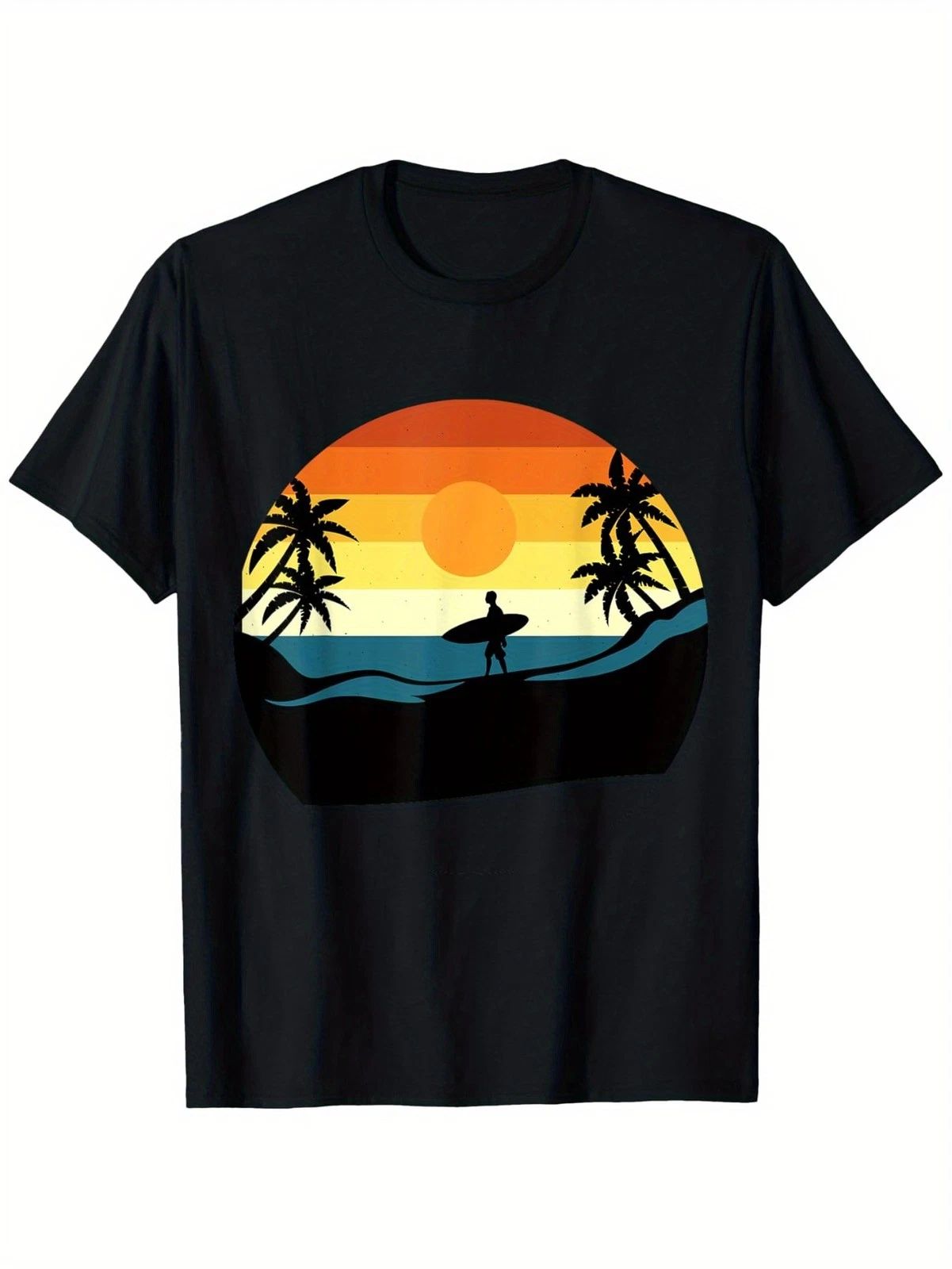 Men's Vintage Surf & Sunset Graphic T-Shirt - 100% Cotton, Short Sleeve, Crew Unisex T-shirt, Sweatshirt, Hoodie, Long Sleeve Tee - T-Shirt, Sweatshirt, Hoodie