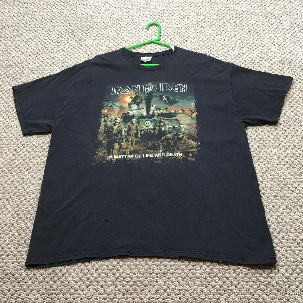 Vintage Iron Maiden Shirt Mens 2XL Black Hanes Band Metal Y2k Life And Death Unisex T-shirt, Sweatshirt, Hoodie, Long Sleeve Tee - T-Shirt, Sweatshirt, Hoodie