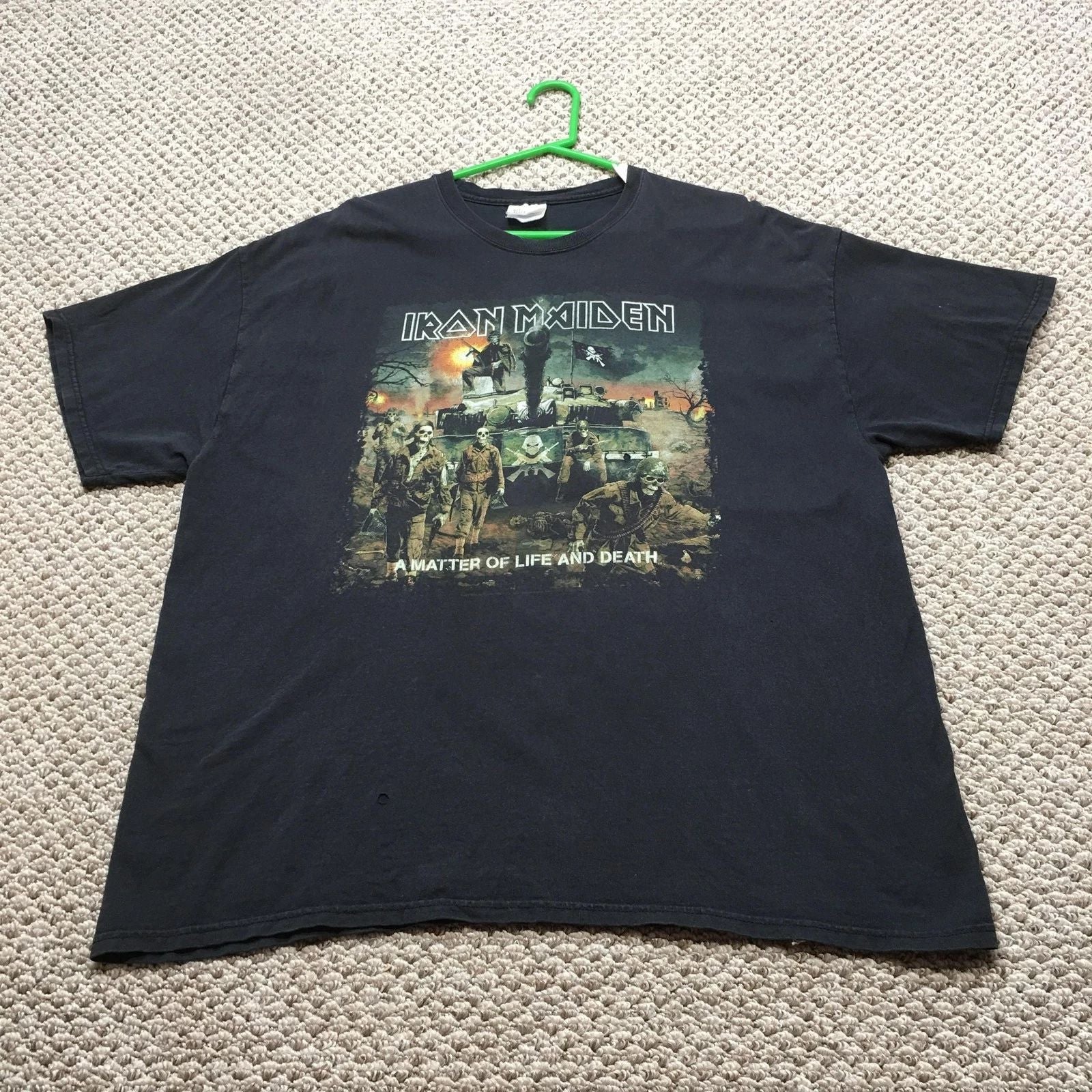 Vintage Iron Maiden Shirt Mens 2XL Black Hanes Band Metal Y2k Life And Death Unisex T-shirt, Sweatshirt, Hoodie, Long Sleeve Tee - T-Shirt, Sweatshirt, Hoodie