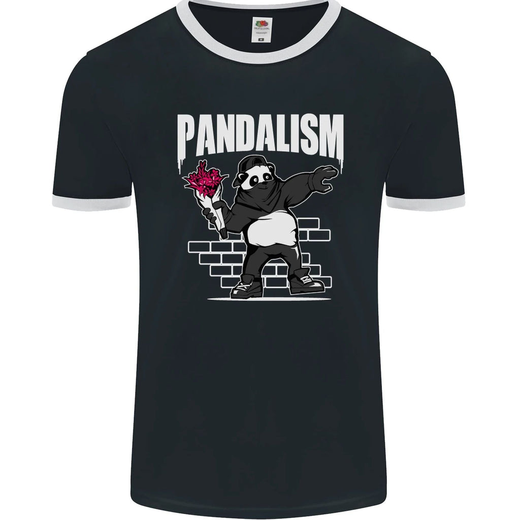 Pandalism Banksy Style Street Art Graffiti Mens Ringer T-Shirt FotL Unisex T-shirt, Sweatshirt, Hoodie, Long Sleeve Tee - T-Shirt, Sweatshirt, Hoodie