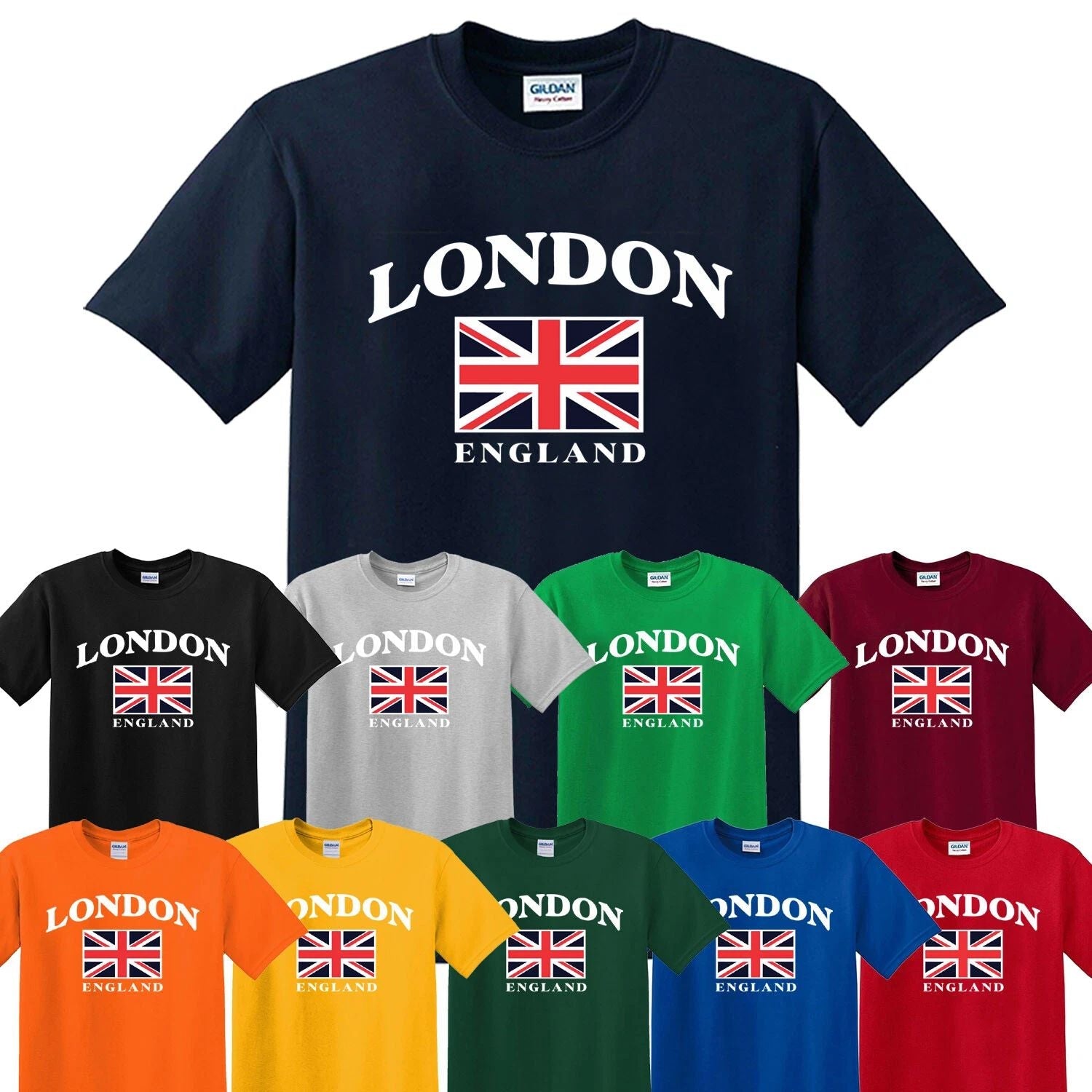 London England Unisex T-Shirt Great Britain Union Jack TShirt Top Gift Souvenir Unisex T-shirt, Sweatshirt, Hoodie, Long Sleeve Tee - T-Shirt, Sweatshirt, Hoodie