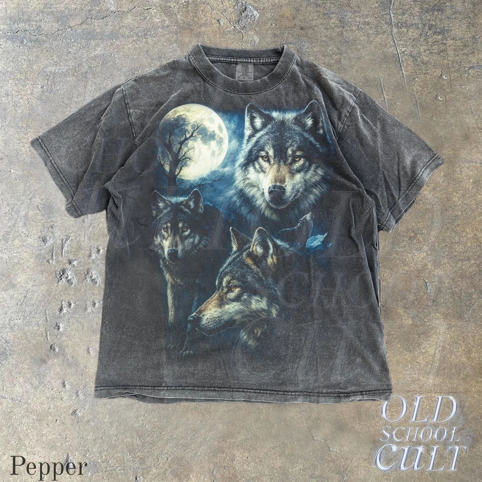Vintage Wolf T-Shirt 90s Grunge Alpha Moon Nature Y2K Streetwear Tee Unisex T-shirt, Sweatshirt, Hoodie, Long Sleeve Tee - T-Shirt, Sweatshirt, Hoodie
