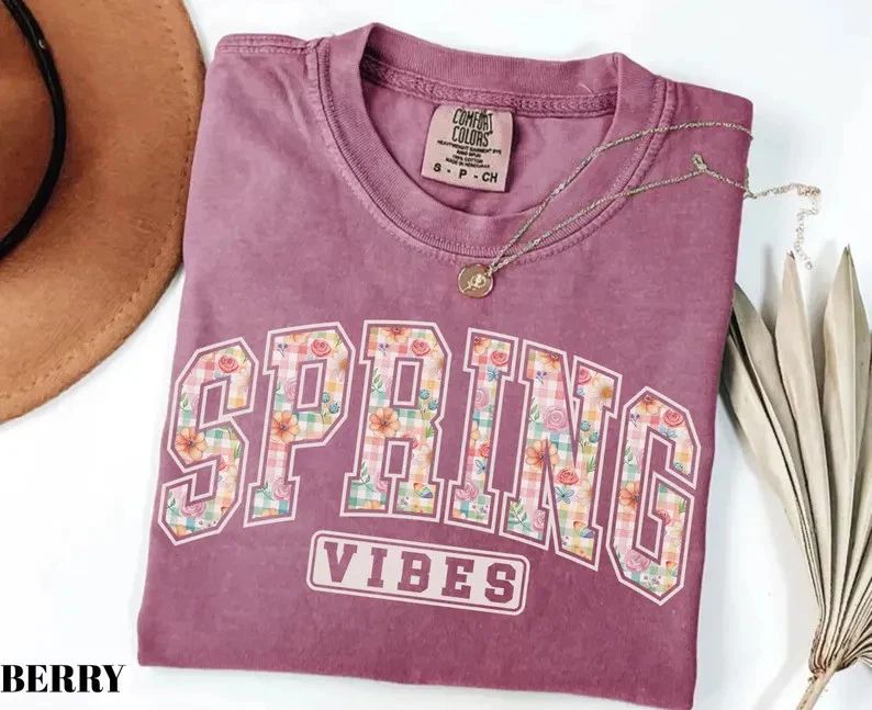 Comfort Tee Spring Vibes Floral Shirt Aesthetic Gift Soft Cotton Top Unisex T-shirt, Sweatshirt, Hoodie, Long Sleeve Tee - T-Shirt, Sweatshirt, Hoodie