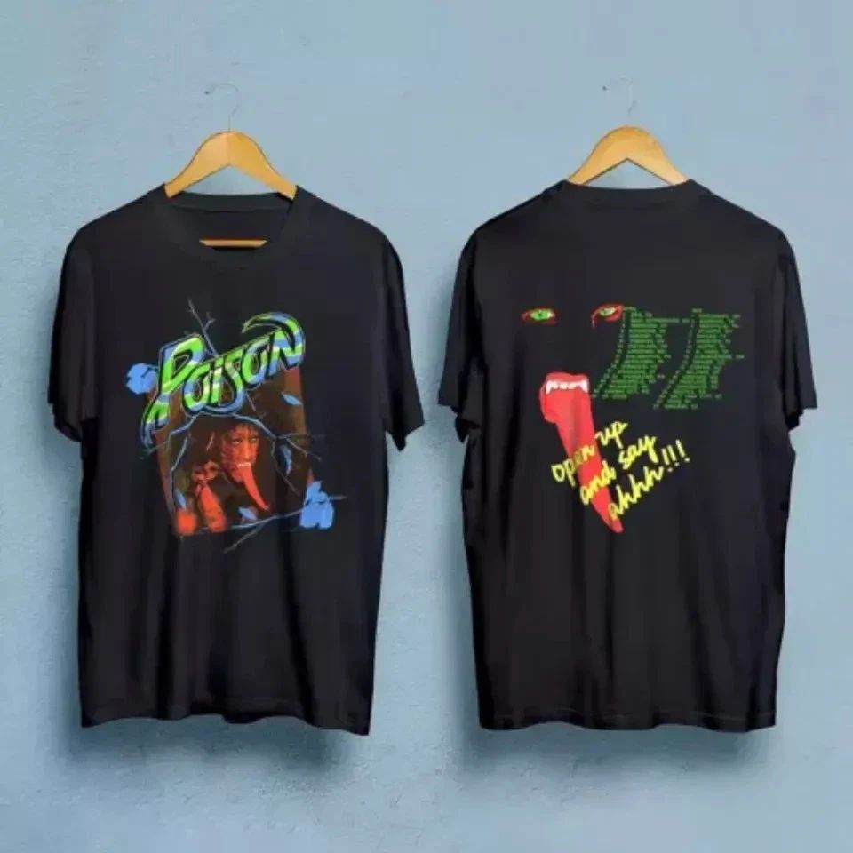 Vintage 80s POISON Open Up And Say Ahh! BANNED 1988 tour concert band Music T-Sh Unisex T-shirt, Sweatshirt, Hoodie, Long Sleeve Tee - T-Shirt, Sweatshirt, Hoodie