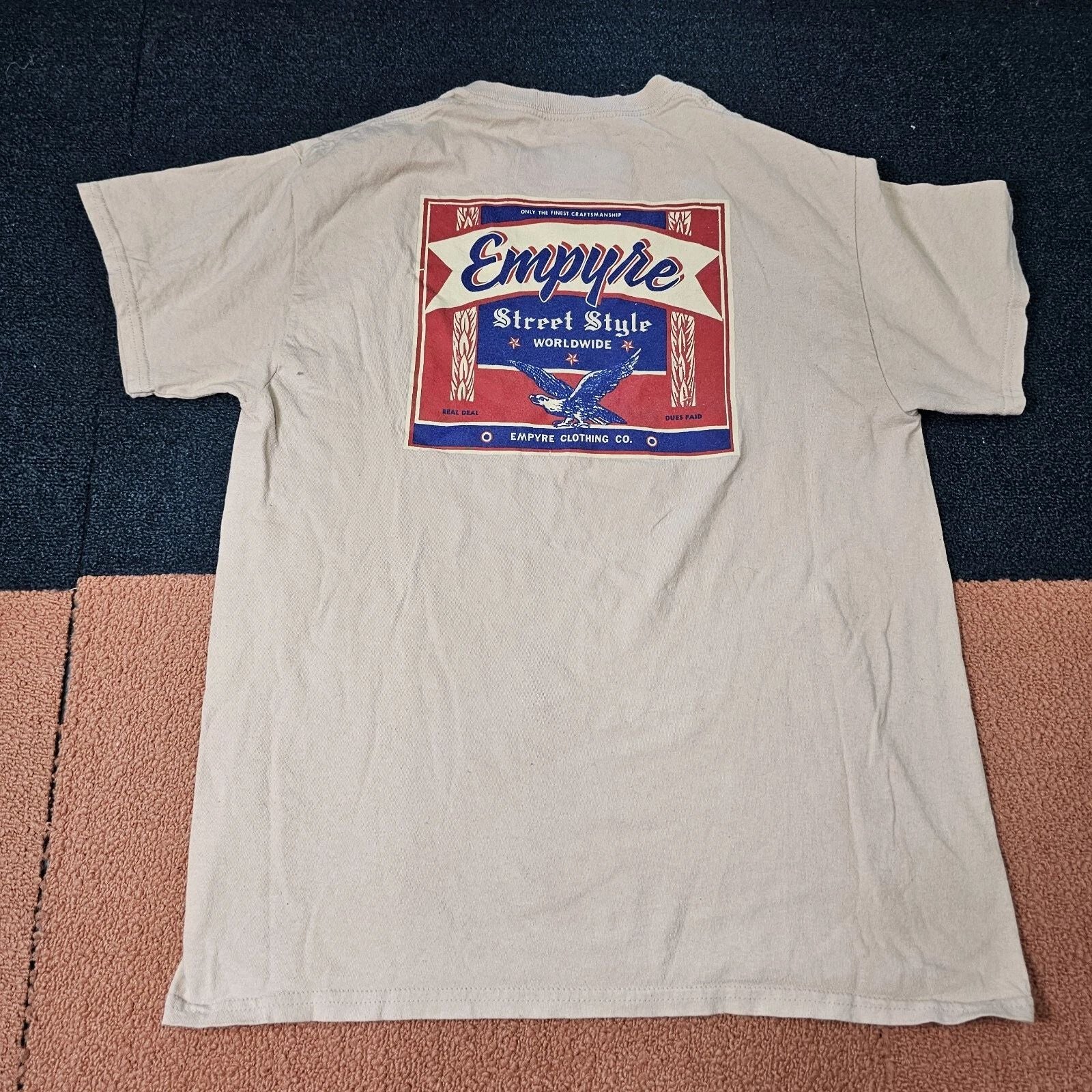 Damaged* Empyre Street Style Graphic Print T-Shirt SS Medium Cream Duel Side R9a Unisex T-shirt, Sweatshirt, Hoodie, Long Sleeve Tee - T-Shirt, Sweatshirt, Hoodie