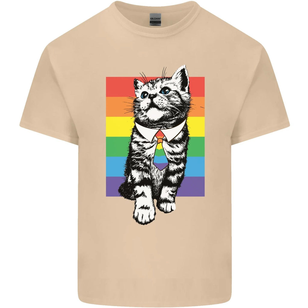 LGBT Cat Gay Pride Day Awareness Mens Cotton T-Shirt Tee Top Unisex T-shirt, Sweatshirt, Hoodie, Long Sleeve Tee - T-Shirt, Sweatshirt, Hoodie