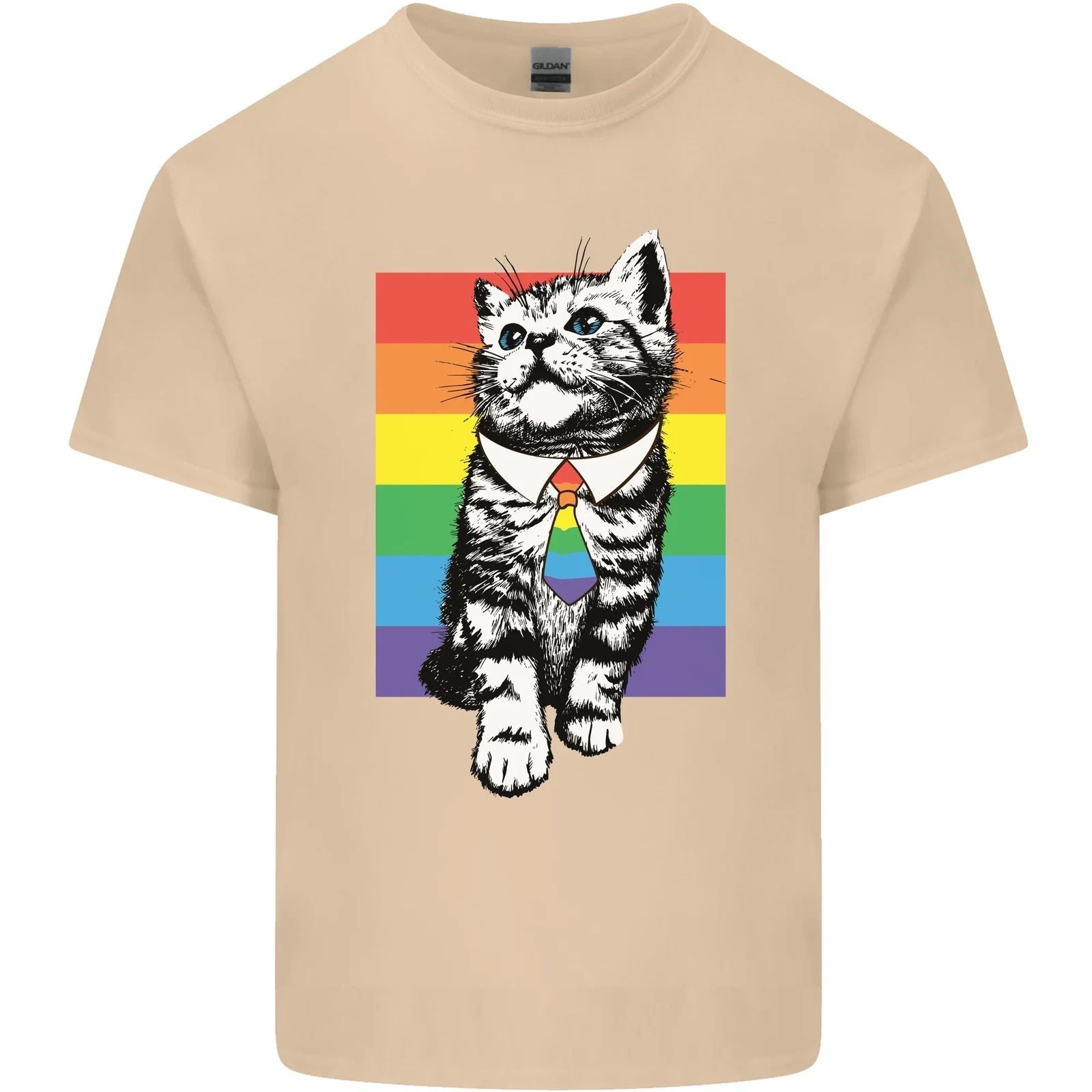 LGBT Cat Gay Pride Day Awareness Mens Cotton T-Shirt Tee Top Unisex T-shirt, Sweatshirt, Hoodie, Long Sleeve Tee - T-Shirt, Sweatshirt, Hoodie