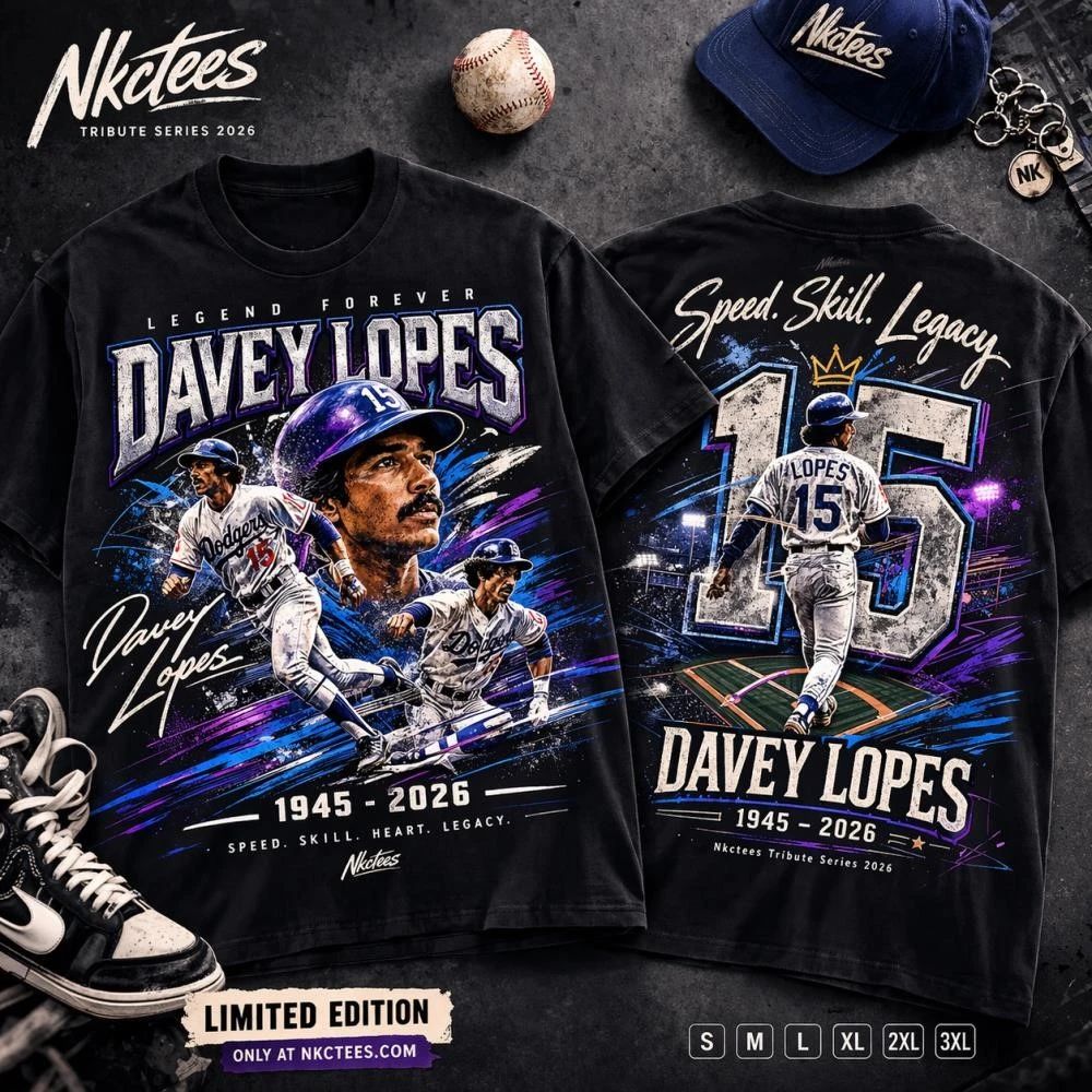 NKCtees Davey Lopes #15 Speed Skill Legacy Vintage Stadium Tribute T-Shirt 19452026 Unisex T-shirt, Sweatshirt, Hoodie, Long Sleeve Tee - T-Shirt, Sweatshirt, Hoodie