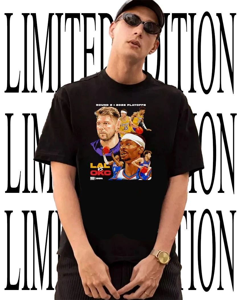 Round 2 2026 NBA Playoffs Los Angeles Lakers vs Oklahoma City Thunder shirt Unisex T-shirt, Sweatshirt, Hoodie, Long Sleeve Tee - T-Shirt, Sweatshirt, Hoodie