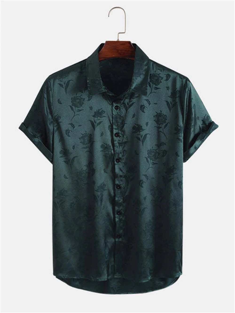 Men's Floral Shirt Casual Slim Shirts Short Sleeve Button Down Tops Blouse Unisex T-shirt, Sweatshirt, Hoodie, Long Sleeve Tee - T-Shirt, Sweatshirt, Hoodie