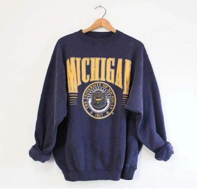 Vintage 90s University of Michigan Wolverines Crewneck Sweatshirt S-5XL Unisex T-shirt, Sweatshirt, Hoodie, Long Sleeve Tee - T-Shirt, Sweatshirt, Hoodie