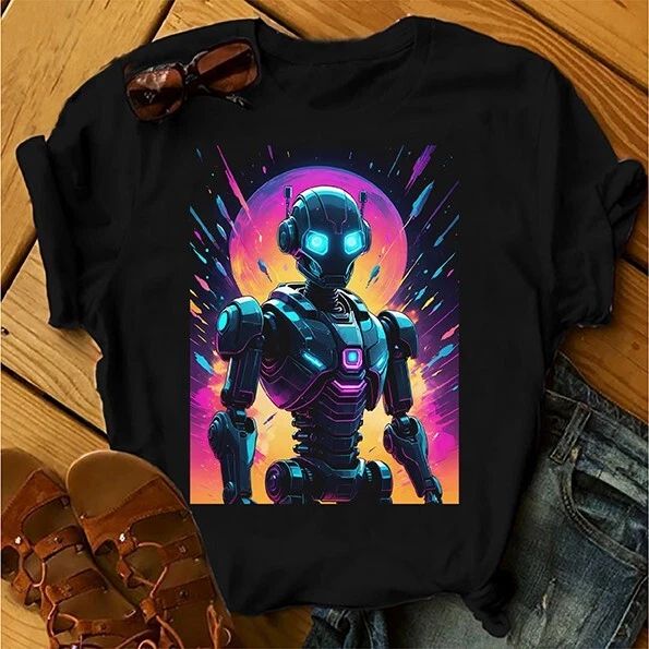 Futuristic Robot T-Shirt Tee Top Gift Idea for Tech Nerd Geek Unique Sci-Fi Art Unisex T-shirt, Sweatshirt, Hoodie, Long Sleeve Tee - T-Shirt, Sweatshirt, Hoodie