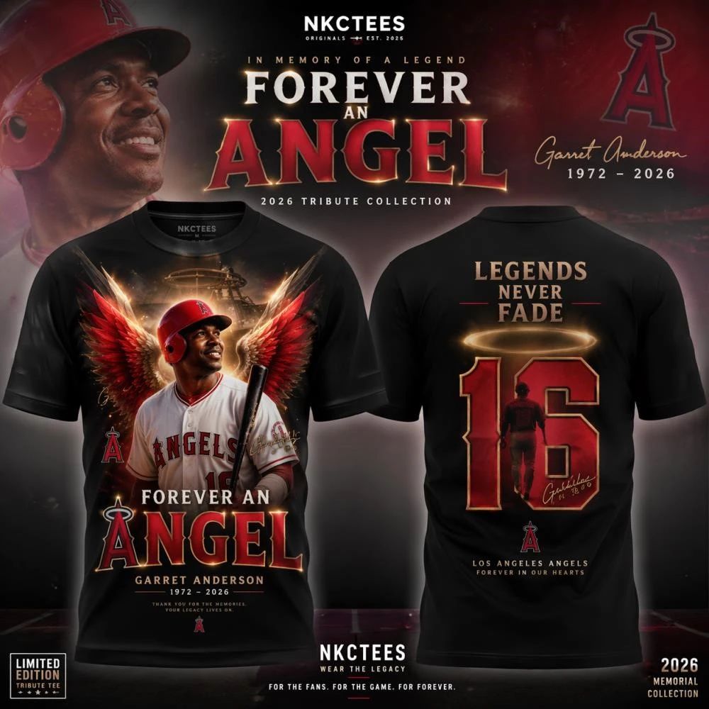 Garret Anderson Forever Angel 2026 Tribute Shirt  Los Angeles Baseball Legend Memorial 16 signature - T-Shirt, Sweatshirt, Hoodie