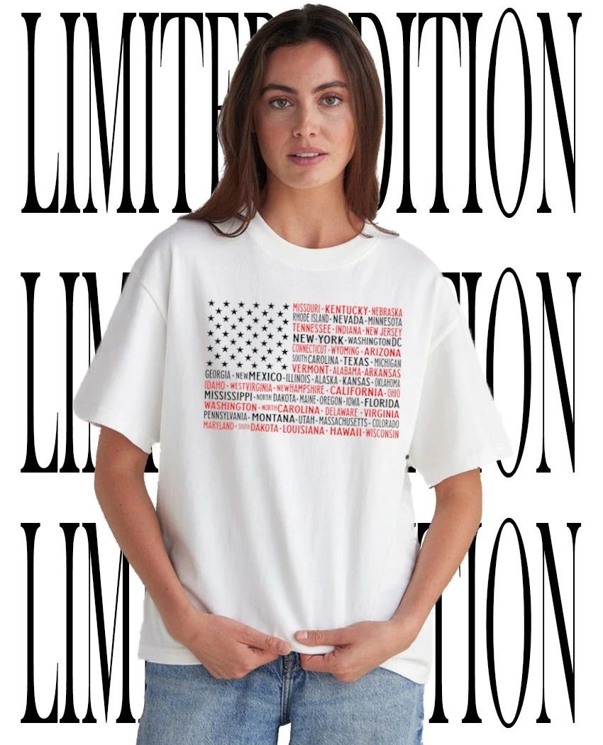 50 States American Flag shirt Unisex T-shirt, Sweatshirt, Hoodie, Long Sleeve Tee - T-Shirt, Sweatshirt, Hoodie