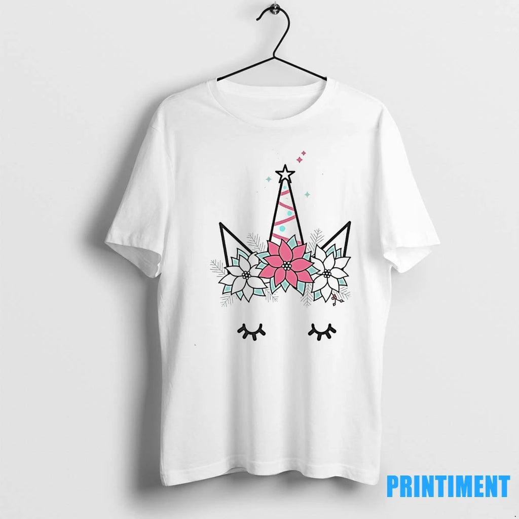 Minimalist Unicorn Floral Christmas Horn Tshirts Sweater Unisex T-shirt, Sweatshirt, Hoodie, Long Sleeve Tee - T-Shirt, Sweatshirt, Hoodie
