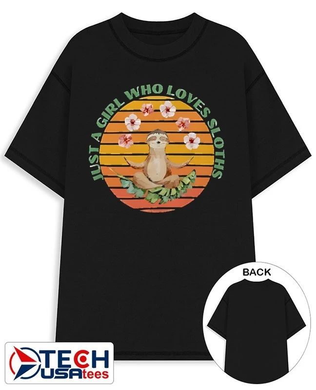Just a girl who loves sloths yoga retro shirt Unisex T-shirt, Sweatshirt, Hoodie, Long Sleeve Tee - T-Shirt, Sweatshirt, Hoodie