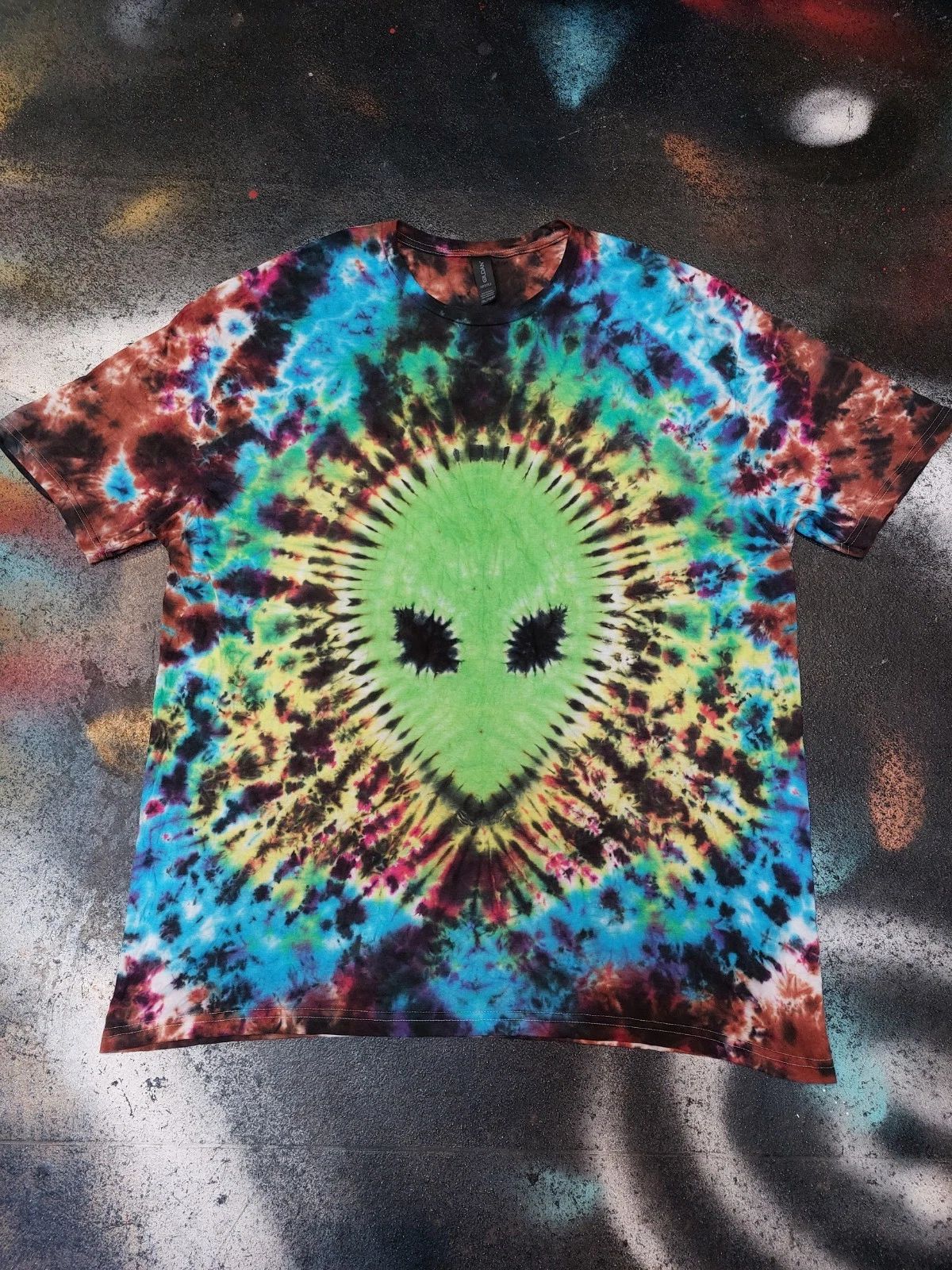 Alien Face Sci-Fi tie dye t shirt festival Rave top men's size S-5XL Unisex T-shirt, Sweatshirt, Hoodie, Long Sleeve Tee - T-Shirt, Sweatshirt, Hoodie