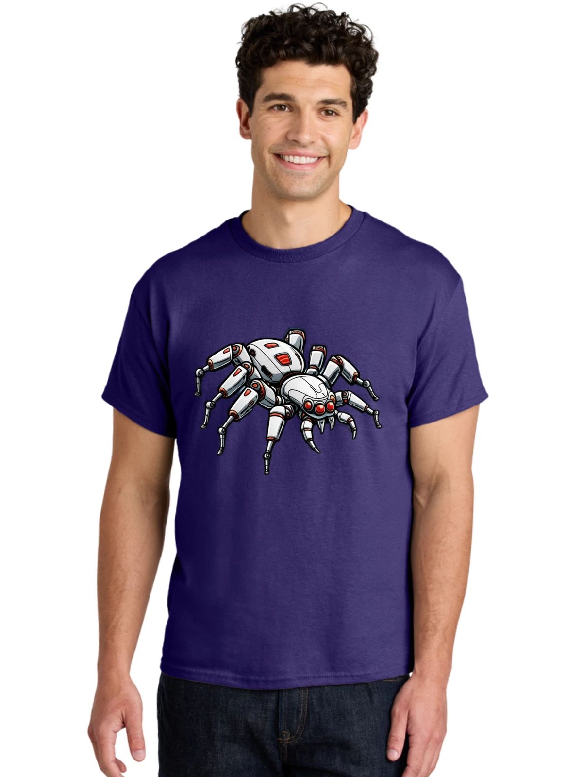 Robot-Spider-7 Mens Graphic Tee, 100% Cotton, Casual Summer Wear Unisex T-shirt, Sweatshirt, Hoodie, Long Sleeve Tee - T-Shirt, Sweatshirt, Hoodie