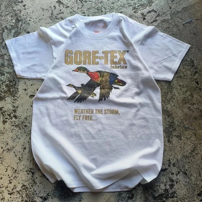 Retro Gore-Tex Duck Illustration T-Shirt Outdoors Weather Graphic Tee Unisex T-shirt, Sweatshirt, Hoodie, Long Sleeve Tee - T-Shirt, Sweatshirt, Hoodie