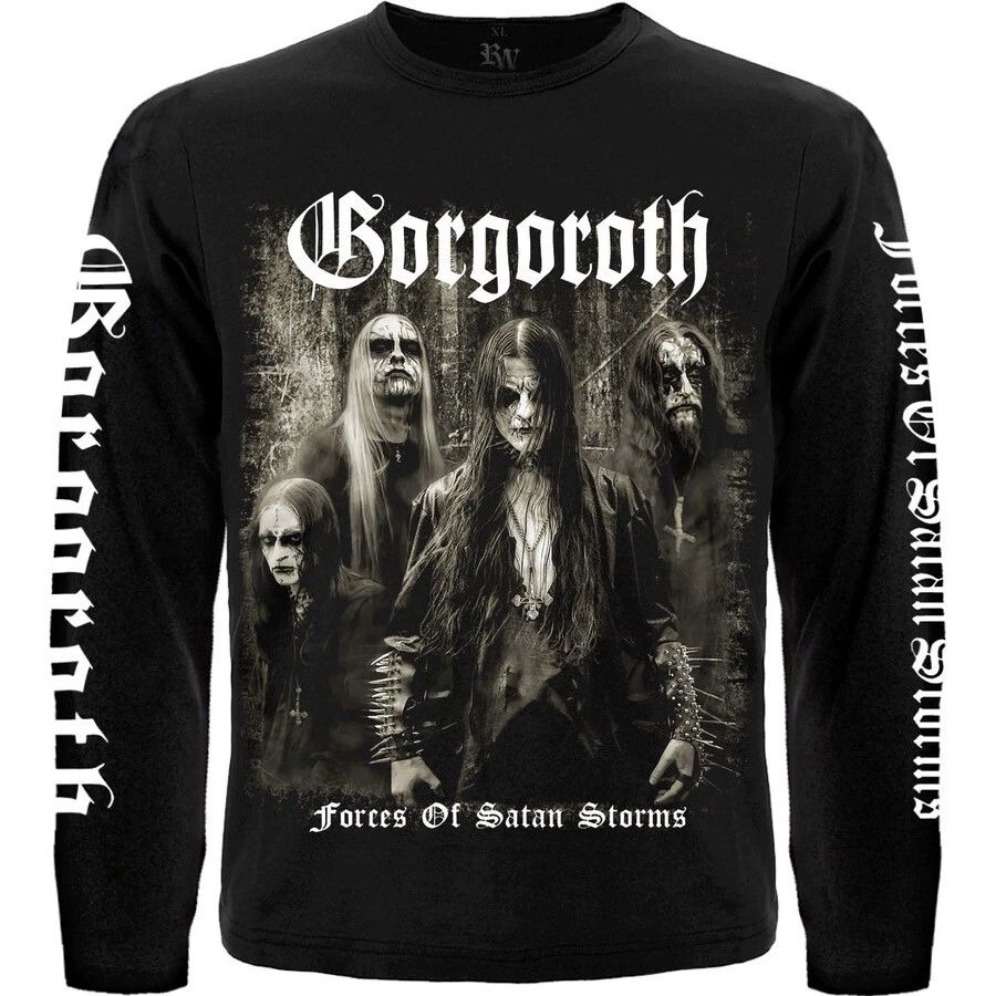 Gorgoroth "Forces of Satan Storms  Long Sleeve Black T-Shirt bathory dark throne Unisex T-shirt, Sweatshirt, Hoodie, Long Sleeve Tee - T-Shirt, Sweatshirt, Hoodie