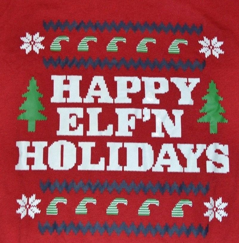 Happy ELF'N Holidays Men's Christmas Tee Adult T-Shirt New with Tags Unisex T-shirt, Sweatshirt, Hoodie, Long Sleeve Tee - T-Shirt, Sweatshirt, Hoodie