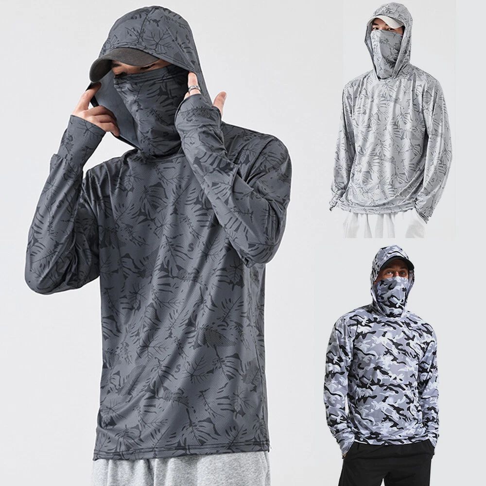 Mens Upf50+ Sun Skin Protection T-Shirt Hoodie Long Sleeve Outdoor Fishing Top * Unisex T-shirt, Sweatshirt, Hoodie, Long Sleeve Tee - T-Shirt, Sweatshirt, Hoodie