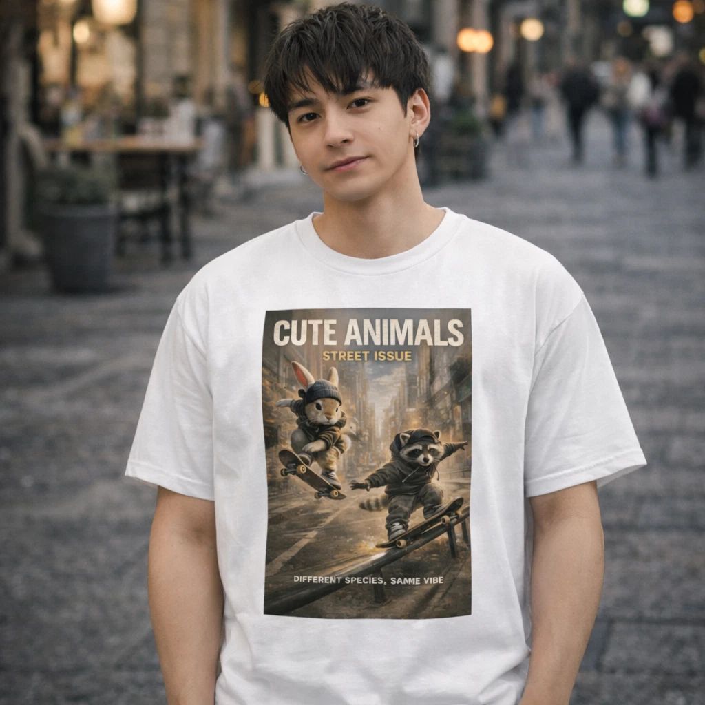 Shinora Urban Animal Graphic T-Shirt Men Streetwear Skate Art Cotton Casual Unisex T-shirt, Sweatshirt, Hoodie, Long Sleeve Tee - T-Shirt, Sweatshirt, Hoodie