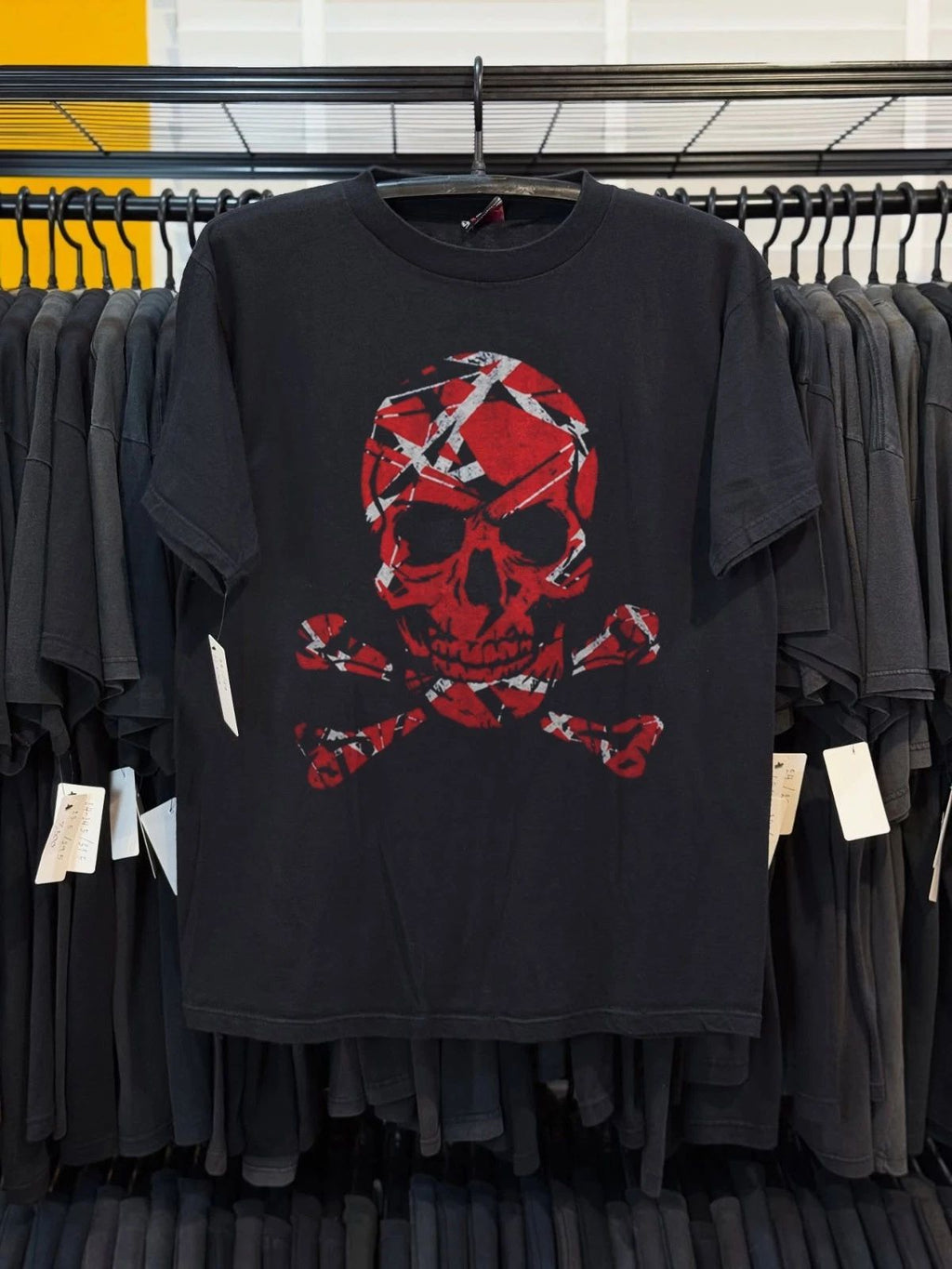 Eddie Van Halen Stripes Skull Black Unisex T-shirt Size S-5XL Unisex T-shirt, Sweatshirt, Hoodie, Long Sleeve Tee - T-Shirt, Sweatshirt, Hoodie