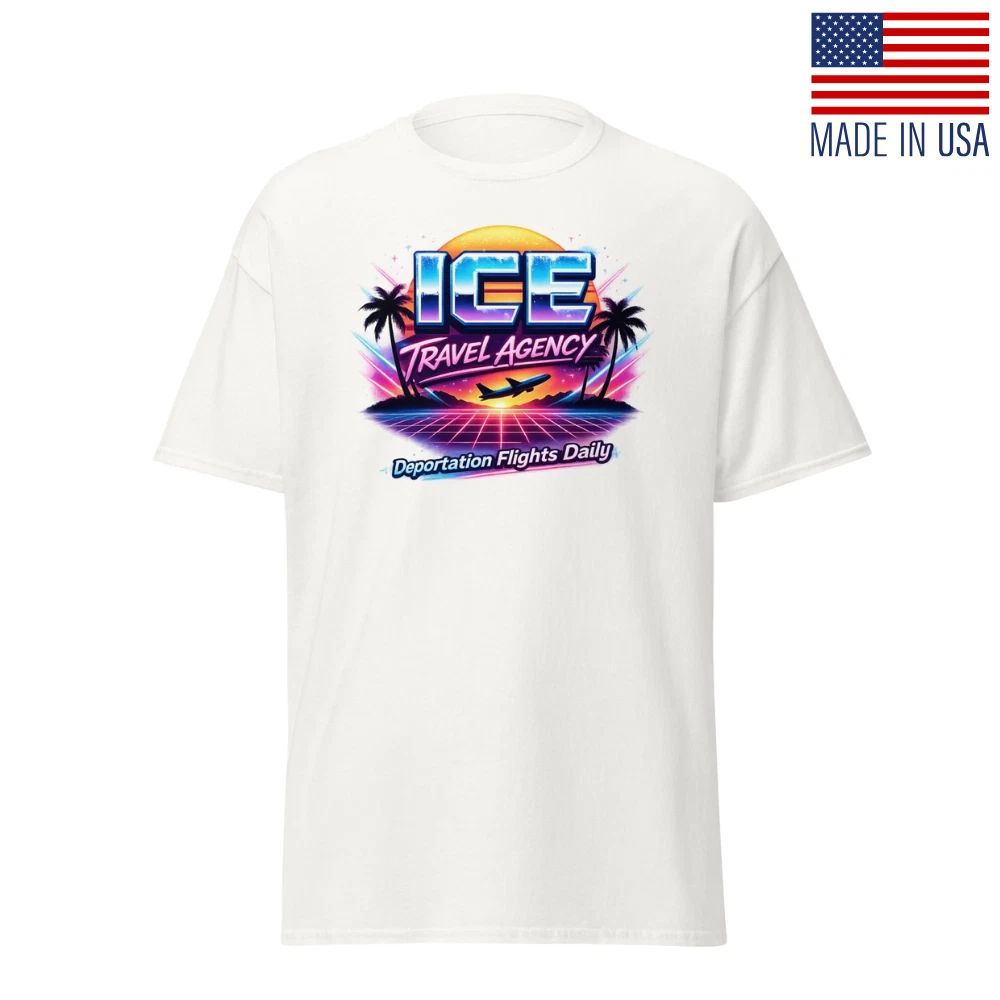 Pro ICE Shirt ICE Travel Agency Immigration and Custom Enforcement Tee 80s Tee Unisex T-shirt, Sweatshirt, Hoodie, Long Sleeve Tee - T-Shirt, Sweatshirt, Hoodie