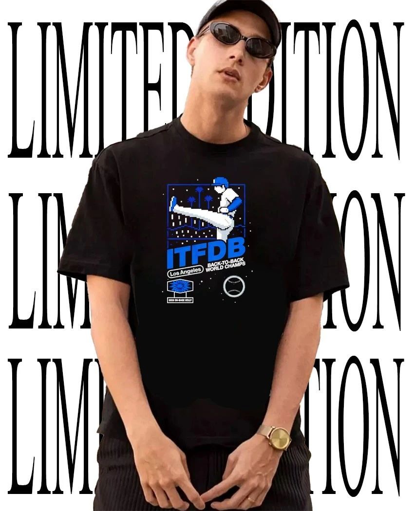 ITFDB Los Angeles Dodgers back to back World Champs LA Kick Celly retro video games shirt Unisex T-shirt, Sweatshirt, Hoodie, Long Sleeve Tee - T-Shirt, Sweatshirt, Hoodie