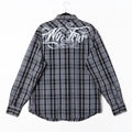 Y2K No Fear Born To Ride Plaid Shirt XL Grey Black Cotton Long Sleeve Unisex T-shirt, Sweatshirt, Hoodie, Long Sleeve Tee - T-Shirt, Sweatshirt, Hoodie