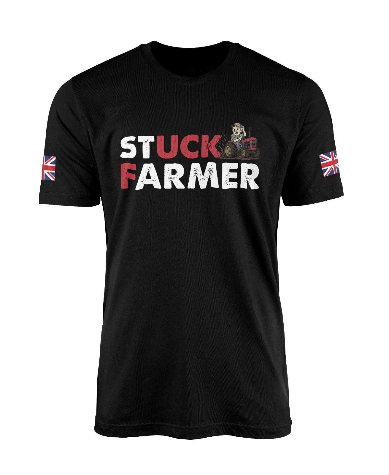 Funny 'Stuck Farmer' Political Farming Comedy Slogan PUN Printed Premium T-Shirt Unisex T-shirt, Sweatshirt, Hoodie, Long Sleeve Tee - T-Shirt, Sweatshirt, Hoodie