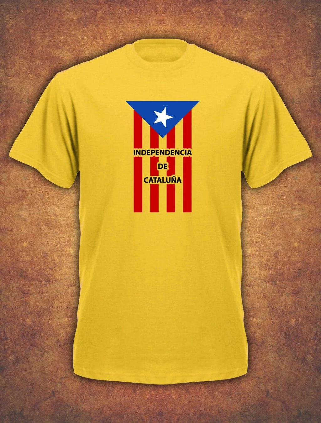 Catalonia Catalan Catalunya Independence Barcelona Espana Mens T-Shirt Yellow Unisex T-shirt, Sweatshirt, Hoodie, Long Sleeve Tee - T-Shirt, Sweatshirt, Hoodie