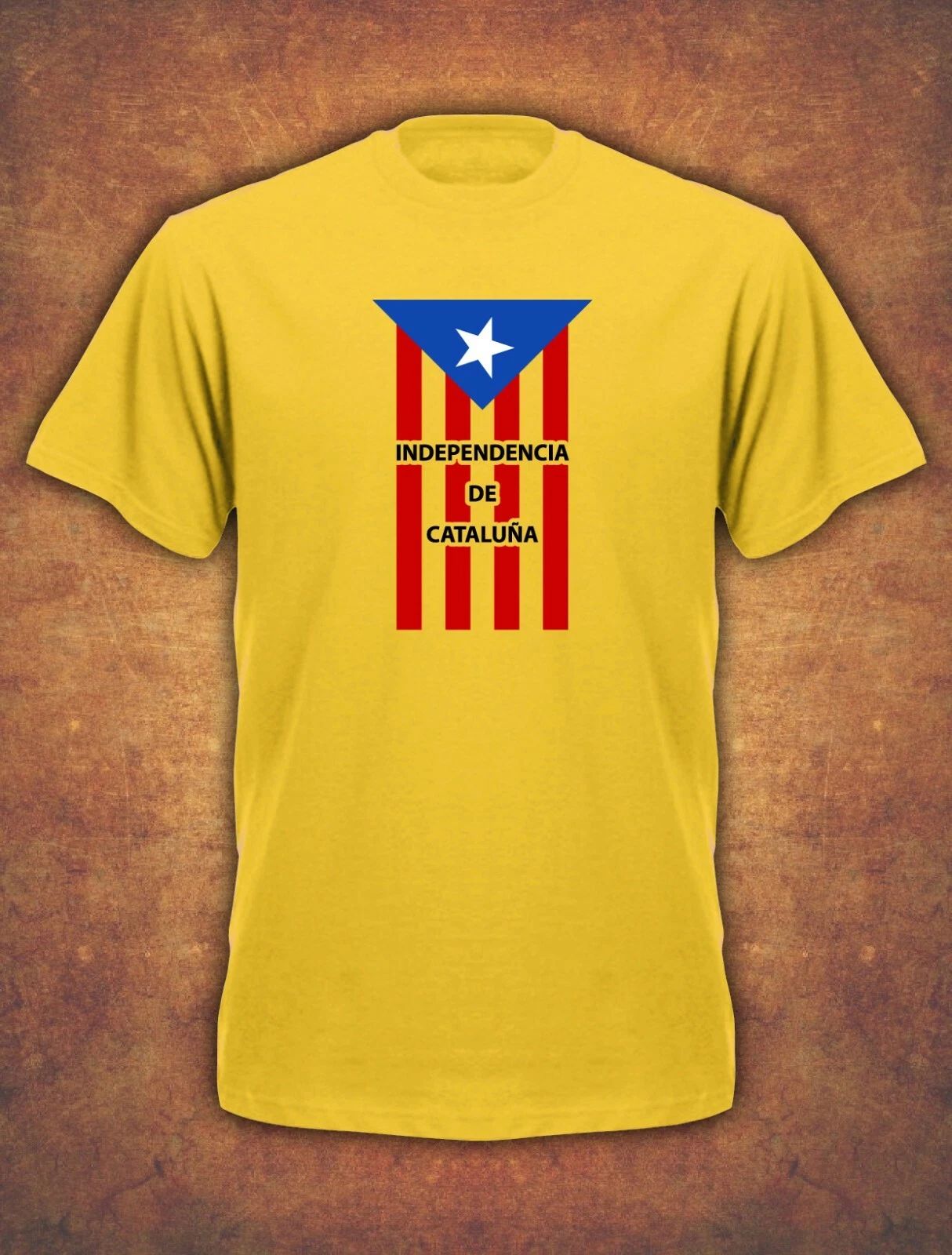 Catalonia Catalan Catalunya Independence Barcelona Espana Mens T-Shirt Yellow Unisex T-shirt, Sweatshirt, Hoodie, Long Sleeve Tee - T-Shirt, Sweatshirt, Hoodie
