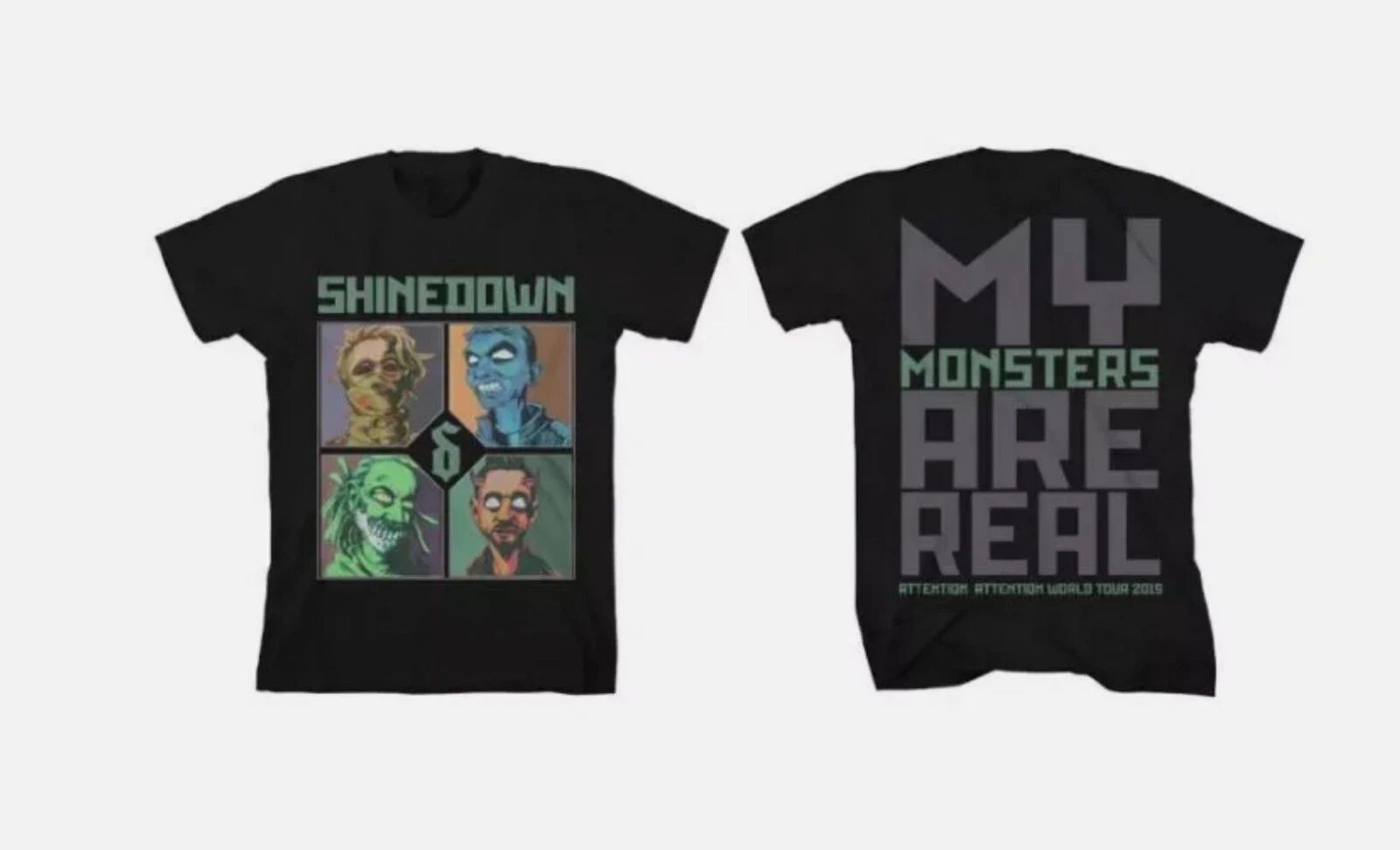 2 sides Shinedown My Monsters Are R Attention Shirt Black Unisex Unisex T-shirt, Sweatshirt, Hoodie, Long Sleeve Tee - T-Shirt, Sweatshirt, Hoodie