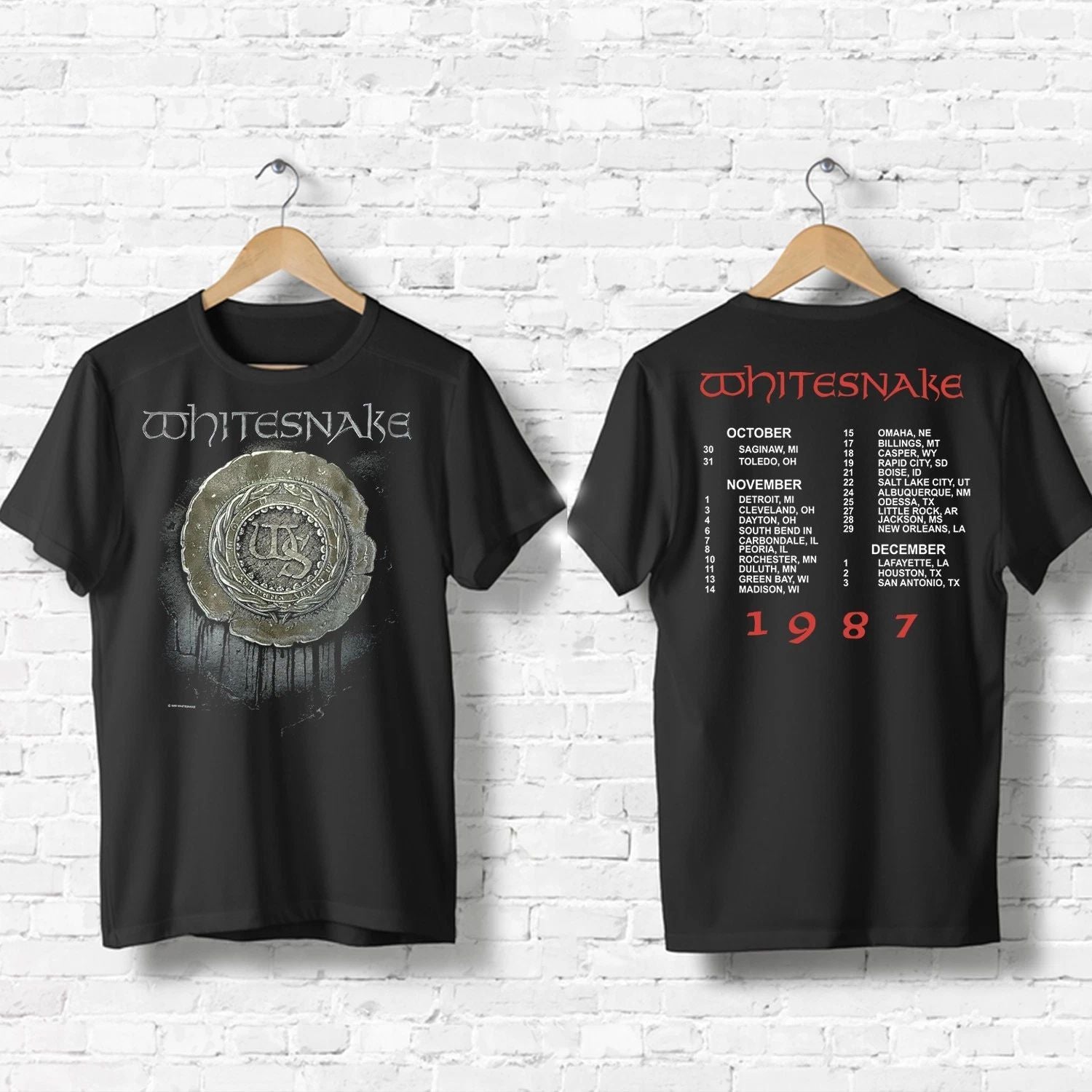 Vintage 1987 Whitesnake Tour T-Shirt by Spring Ford Unisex T-shirt, Sweatshirt, Hoodie, Long Sleeve Tee - T-Shirt, Sweatshirt, Hoodie