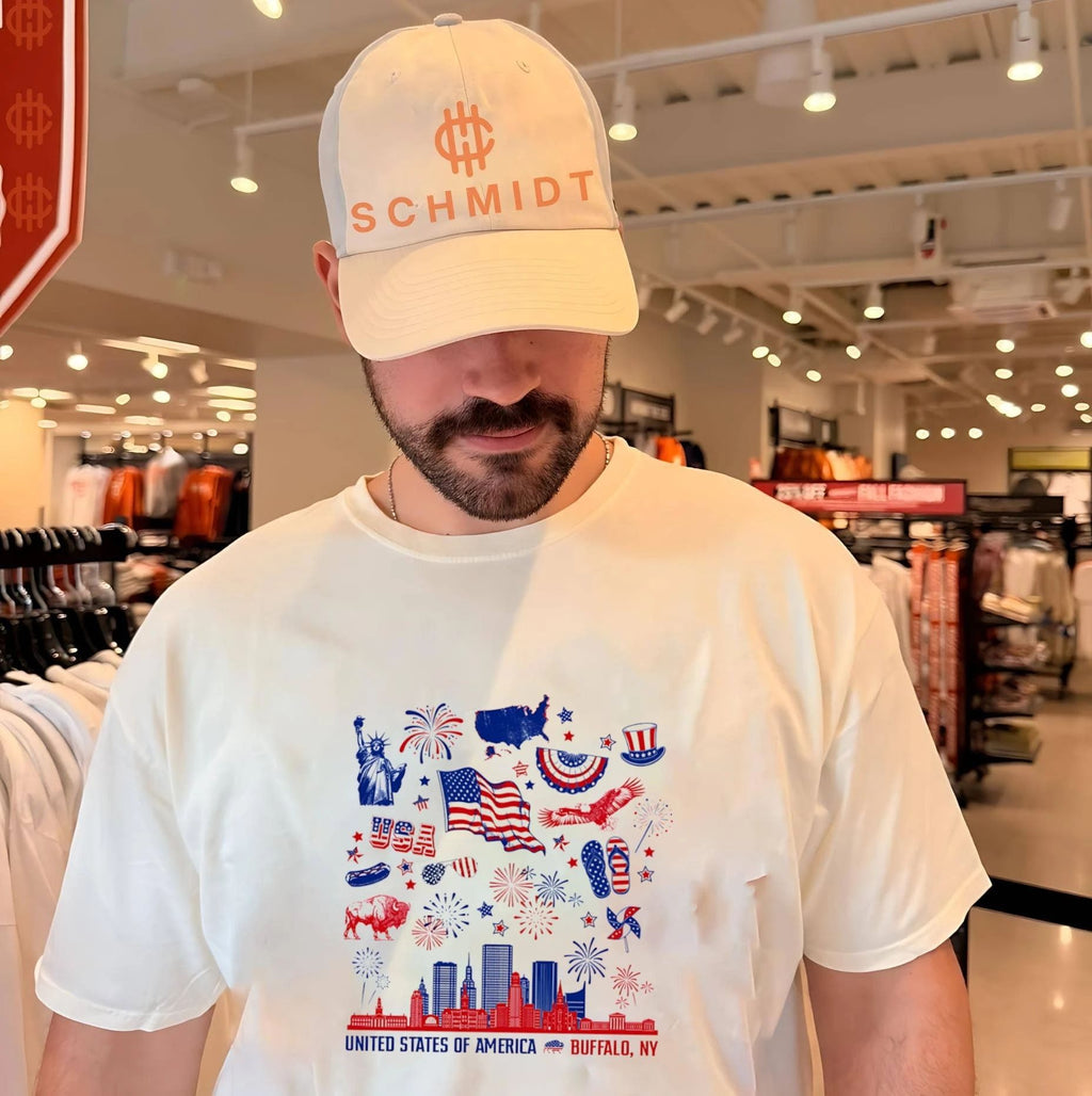 United State of America Red White and Buffalo skyline shirt Unisex T-shirt, Sweatshirt, Hoodie, Long Sleeve Tee - T-Shirt, Sweatshirt, Hoodie