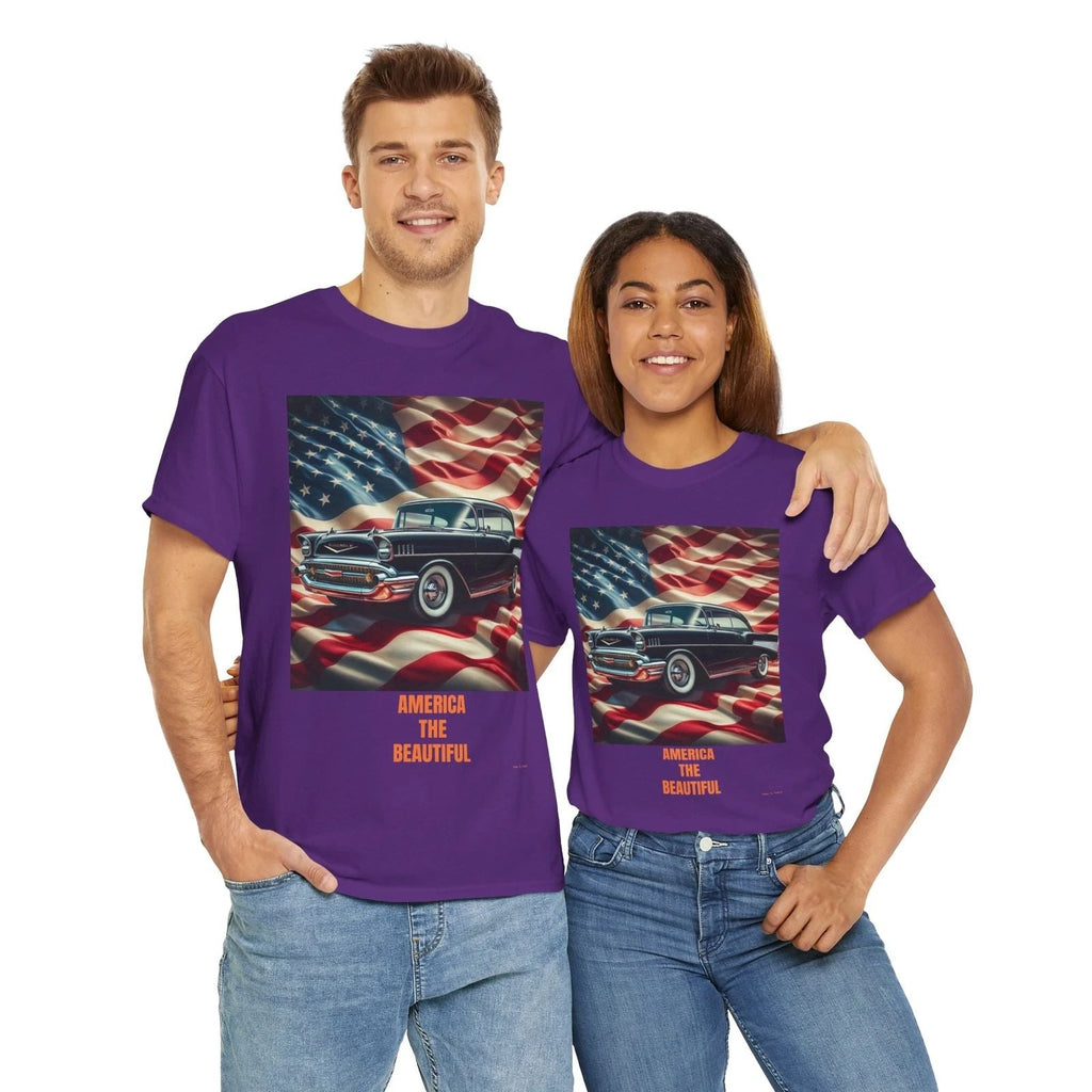 Vintage '57 Chevy Unisex Tee - America The Beautiful, Classic Car Shirt, Retro Unisex T-shirt, Sweatshirt, Hoodie, Long Sleeve Tee - T-Shirt, Sweatshirt, Hoodie