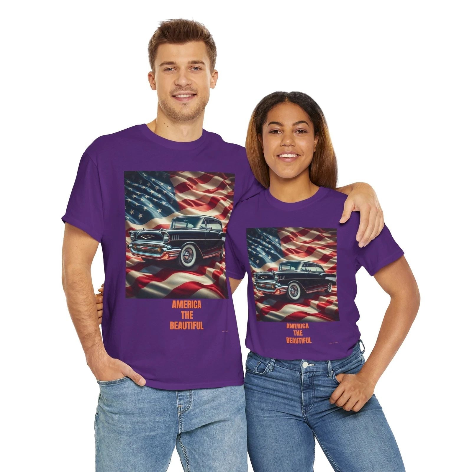 Vintage '57 Chevy Unisex Tee - America The Beautiful, Classic Car Shirt, Retro Unisex T-shirt, Sweatshirt, Hoodie, Long Sleeve Tee - T-Shirt, Sweatshirt, Hoodie