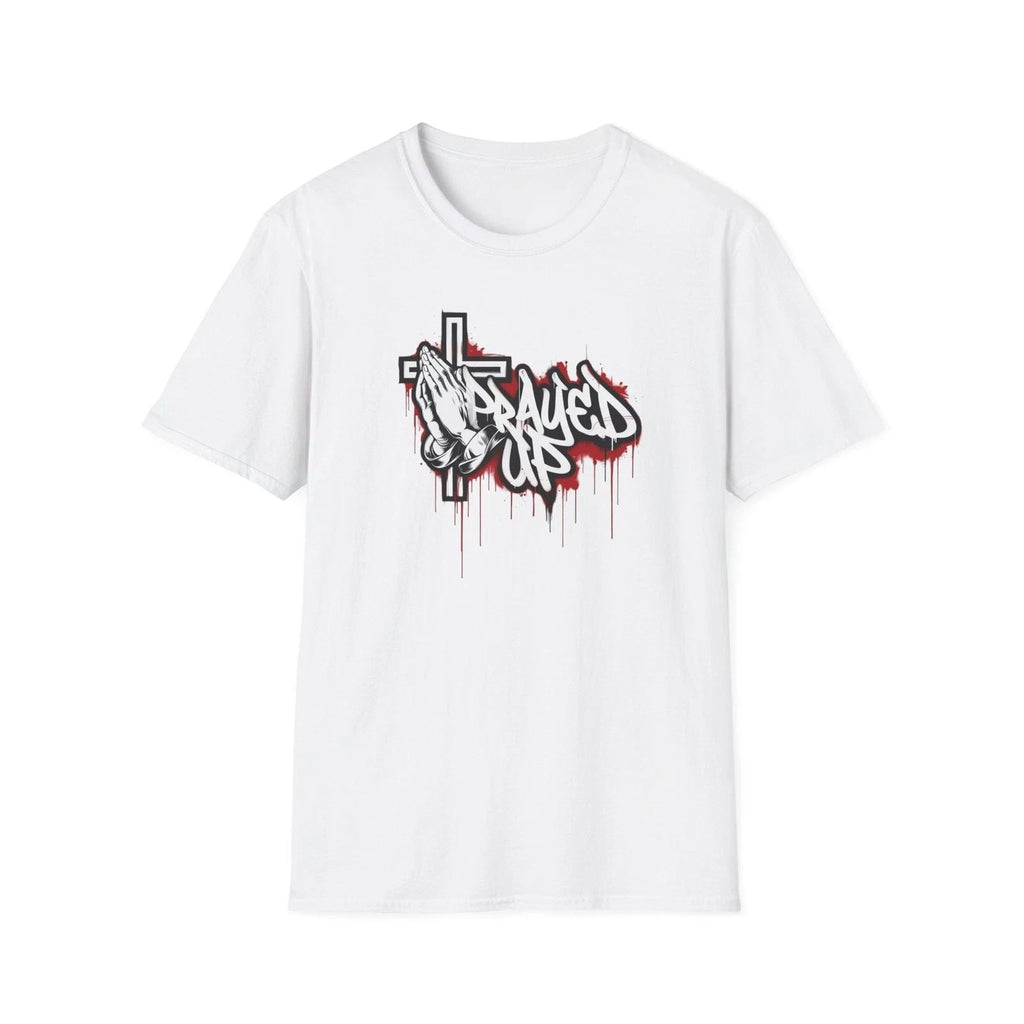 Prayed Up Graffiti Cross T-Shirt | Praying Hands Street Art Unisex T-shirt, Sweatshirt, Hoodie, Long Sleeve Tee - T-Shirt, Sweatshirt, Hoodie